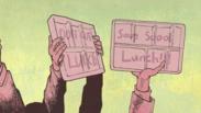 Animated sequence relaying the politics of school lunch in the 1980s and 1990s by Ezra Claytan Daniels